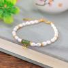 Un Ciervo Plata Esterlina S925 Chapado en Oro Jade Hetian Jaspe Perla Cuenta de Bambú Nuevo Estilo Chino Lujo Ligero Moda Pulsera de Plata