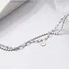 Pulsera de plata de ley 925 de doble capa de la suerte para mujer, estilo coreano, simple, estilo bosque estudiantil, diseño de nicho minimalista, personalizada para mejores amigas