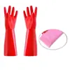 [El Grande Rojo de 45 cm] Guantes para el Hogar Plástico Cuero Látex Tendón Color Impermeable Limpieza de Cocina Lavado de Platos Platos
