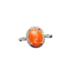Anillo de Ópalo de Fuego al por Mayor de Fábrica Plata S925 Incrustado con Piedra Principal 7*9 Joyería de Lujo Venta Directa de Fábrica Exclusivamente para Suministro Transfronterizo