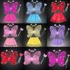 Ropa para actuación infantil de jardín de niños Vestido de actuación de princesa Alas de mariposa de ángel Traje de cuatro piezas