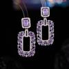 Brincos Quadrados Exquisitos de Alto Padrão Estilo Francês com Zircônias Incrustadas e Agulhas de Prata S925, Brincos Elegantes e Sofisticados para Mulheres