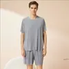Pijama de Modal para Hombre Seda Helada Verano Día Manga Corta 2025 Nuevo Estudiante Juventud Ropa de Casa conjunto Delgado