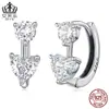 Brincos Aiful S925 Prata Esterlina Clássicos Versáteis em Formato de Coração com Zircônia Estilo Princesa da Moda Brincos em Formato de Coração Joias para Mulheres