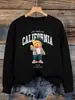 Encantado de Conocerte Diseño de Oso Adorable Sudaderas para Mujer Cuello Redondo Suéter de Otoño Holgado Ropa Casual