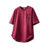 Nova Camiseta de Camurça Manga Curta Estilo Chinês para Homens, Verão Bambu Flor Queimada Meia Manga, Estilo Chinês Solta Tamanho Grande Manga de Quarto