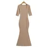 Atacado de Roupas Femininas Transfronteiriças Estilo Europeu e Americano Primavera 2026 Novo Elegante Bodycon Slim-Fit Vestido Cauda de Peixe de Manga Média