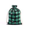 Novo Natal xadrez saco de algodão janela cordão espartilho saco de doces de Natal Natal xadrez de algodão espartilho bolso