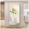 Pintura decorativa moderna de estilo chino para entrada, sala de estar, pasillo, murales de plantas verdes, pequeña pintura vertical fresca para colgar.