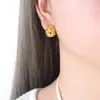 Pendientes de Malla Hueca de Personalidad de Verano para Mujer, Pendientes de Tachuela Geométricos de Acero de Titanio de Color Neutro Estilo Frío de Nicho, Pendientes de Puesto de Moda