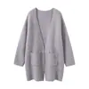 Cárdigan de punto suelto de moda para mujer 100% cachemir puro con hilo floral, longitud media, para commuting urbano, Otoño e Invierno, Chaqueta Nueva
