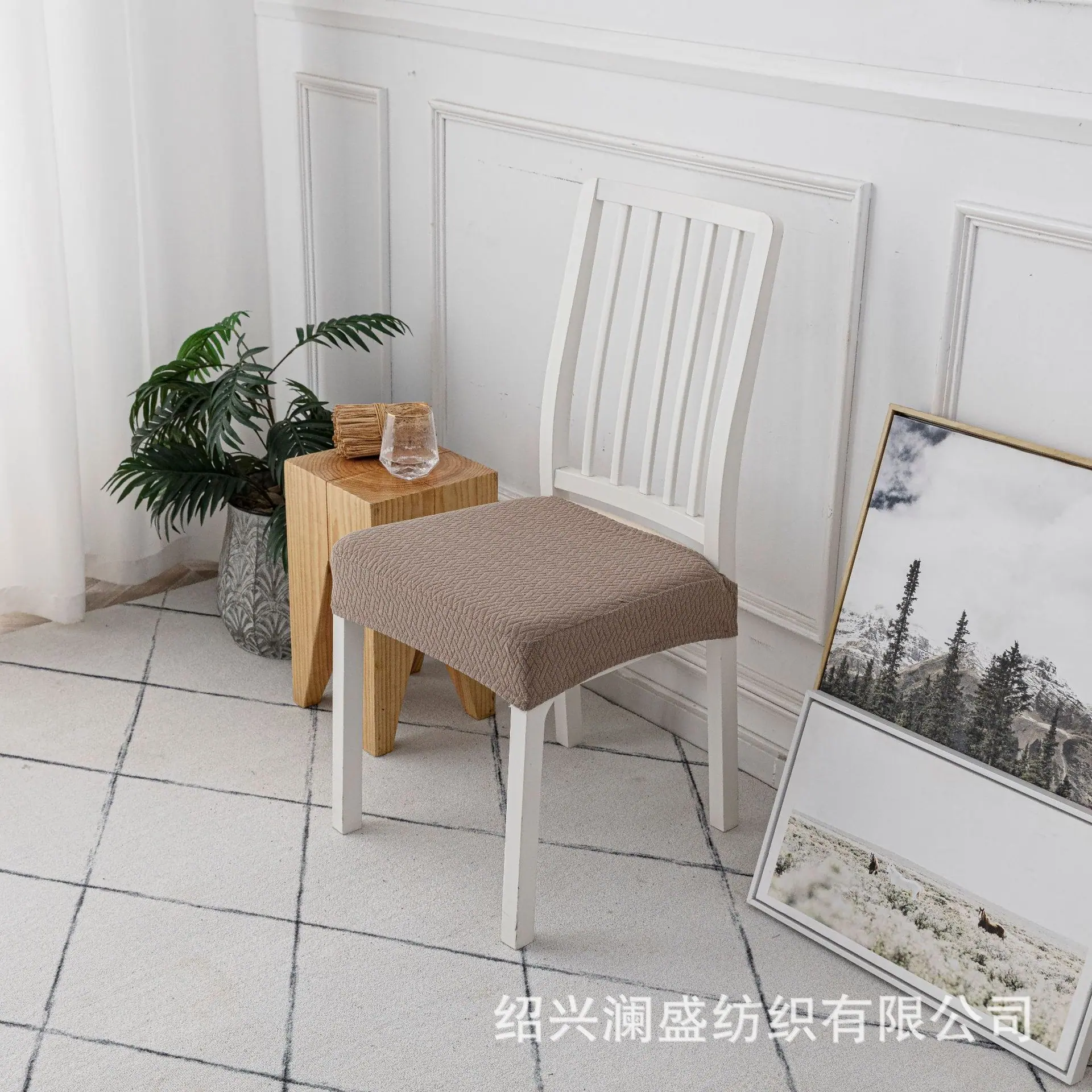 新版防水斜纹椅面套灰褐色