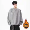 Sudadera con capucha de peso pesado americana para hombre, primavera y otoño, holgada, casual, cuello redondo, hombros descubiertos, manga larga