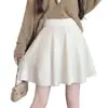 Falda Larga de Punto Midi de Cintura Alta Otoño Invierno para Mujer Blanca de Línea A Plisada con Caída Adelgazante Versátil Elegante