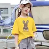2132# Camiseta de Algodón de Manga Corta para Niños y Niñas Holgada 2025 Nueva Camiseta Básica Fina de Cuello Redondo para Niños Estilosa