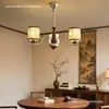 Lámpara de araña estética de la dinastía Song oriental para sala de estar Lámparas de restaurante estilo antiguo de tela Zen chino nuevo creativas y elegantes para dormitorio
