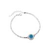 Pulsera de plata de ley 925 con aguamarina natural para mujer, con un toque fresco y sencillo de hielo agrietado.