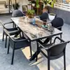 Mesas e Cadeiras de Exterior Pátio Jardim Lazer Villa Terraço de Ardósia ao Ar Livre Mesa de Jantar Loja de Chá com Leite Mesas e Cadeiras de Exterior