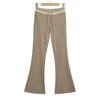 Calça Feminina Outono 2024 Hot Girl Color Block Americana com Cordão Cintura Baixa Slim Fit Micro-Wei Calça Esportiva Casual