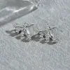 Pendientes de Estilo Europeo y Americano Transfronterizos, Diseño Geométrico de Estrella de Cinco Puntas con Incrustaciones de Diamantes, Pendientes de Alta Gama, Accesorios de Oreja Versátiles de Nicho