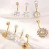 E-commerce Transfronteiriço Mais Vendido Conjunto de 8 Peças de Piercing para Umbigo, Aço Inoxidável com Cravação de Zircônia, Piercings para Umbigo com Pedras Redondas e Combinação de Bolas