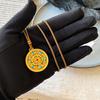 Collar Brújula de Oro Arena Vietnamita, Cadena para Suéter Estilo Chino Igual que en la Tienda de Oro, Cadena de Cuello de Alta Gama Versátil de Lujo Cadena para Clavícula