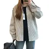 Camisa retro de manga larga a rayas, camisa de alta calidad para hombre primavera/otoño, chaqueta cárdigan unisex casual de corte holgado