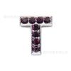 Letras de diamante de 8 mm, aleación de zinc alfanumérica, para manualidades, estilo inglés, con letras de diamante púrpura, accesorios de joyería