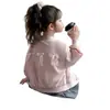 Abrigo de Primavera y Otoño para Niñas con Lazo y Estampado de Letras, Chaqueta de Béisbol para Niños Mayores, Chaqueta Infantil de Moda Estilo Coreano