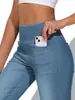 Jeans de campana elásticos de cintura alta para mujer europeos y americanos para moldear las piernas, control de abdomen, levantamiento de glúteos y adelgazamiento