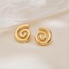 Brinco Espiral Grosso Retrô Feminino Banhado a Ouro Real Latão Declaração Transfronteiriça Europeu e Americano Gota de Orelha Moda Contas
