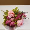 Flor Artificial de Peonía Hilada con Núcleo de 13 Cabezas Estilo Europeo Transfronterizo Flor Artificial de Boda Decoración de Mesa para Sala de Estar Hogar Ramo Artificial