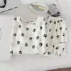 Venda Direta de Fábrica - Pijama de Verão Feminino, Estilo Coreano, Estampa de Desenho Doce e Fofa, Gola Redonda, Algodão Nuvem, Tendência Estilo Ins Item Quente