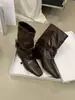 Botines de Tacón Grueso con Punta Cuadrada para Mujer, Moda Otoño 2026 Nuevo, Hebilla de Cinturón, Botines Cortos Vintage Adelgazantes, Botines de Moto