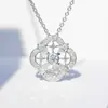 Pingente de diamante de trevo de quatro folhas de luxo super flash estilo japonês e coreano de platina colar de diamante real olho de cavalo feminino corrente de clavícula