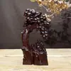 Escultura em Madeira de Ébano da Estátua do Buda Maitreya, Decoração de Mesa para Sala de Estar em Madeira Maciça Estilo Zen, Artesanato do Buda Risonho de Barriga Grande