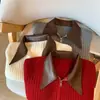 Cárdigan de Punto Acanalado con Doble Cremallera y Cuello de Piel en Contraste, Nueva Moda Otoño e Invierno Versátil Estilo Perezoso Suéter Casual