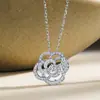 Dos Maneras de Usarlo: Collar de Flor de Camelia con Incrustaciones de Diamantes, Plata S925 Flor de Diamante Simulado Colgante de Borla Desmontable, Mismo Estilo que en Xiaohongshu