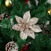 Decorações de Natal Quentes Transfronteiriças Poinsétia Flores de Natal 9 CM Cebola Sólida em Pó Ouro e Prata Cártamo Pingente de Árvore de Natal