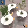 Asiento de Árbol Exterior de Fibra de Vidrio Banco de Material UHPC Piscina de Árbol Grande Mesa de Árbol para Exhibición Comercial Juego de Sillas de Ocio
