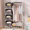 Armario Combinado Sencillo de Pie con Estantes Mínimalistas de Hierro, Plegable para Apartamentos de Alquiler y Residencias Estudiantiles, Almacenamiento Interior, Almacenamiento de Ropa a Prueba de Polvo