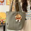 Bolsa de Lona Simples Casual Estilo Japonês Ins para Mulheres Outono 2025 Bolsa Tote de Grande Capacidade Bolsa de Ombro Estudante para Deslocamento