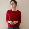 Suéter de cuello redondo grueso 100% cachemira pura para mujer, otoño e invierno, suelto, moda casual, camisa base de punto para mujer