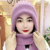 Gorro de invierno de punto de terciopelo de ardilla para mujer, nuevo gorro tejido a mano con bufanda integrada, resistente al viento y a la nieve, con protección para la cabeza y el cuello.