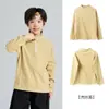 Camiseta de manga larga con forro polar para niños para otoño e invierno, cuello semi-alto, camiseta base suave, sudadera deportiva para niños y niñas, prenda superior cálida