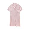 Calças de Sarja de Viscose Estilo Literário com Bolso com Aba Conjunto de Pijama com Pequena Lapela Bordada Camisola Opcional Multicor Roupa de Casa