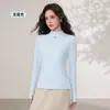 Nueva camiseta de manga larga con cuello redondo, adecuada para usar como prenda exterior o como capa interior, con forro polar y grosor añadidos, top para mujer suave y agradable para la piel.