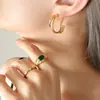 Pendientes de Acero de Titanio de Múltiples Capas con Forma de C, Modernos, Estilo Ins Normcore Europeo y Americano para Mujer, Pendientes que No se Desvanecen para Mujer, Una Pieza F307