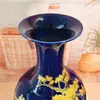 Vaso de Cerâmica Jingdezhen, Novo Estilo Chinês, Brocado Azul Profundo, Futuro Auspicioso, Ornamento de Chão, Armário de TV da Sala de Estar, Decoração de Entrada