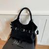 Bolsa Tote Grande de Couro de Alta Qualidade com Fivela para Mulheres, Nova Moda Tendência Bolsa de Ombro, Bolsa Transversal Casual Versátil